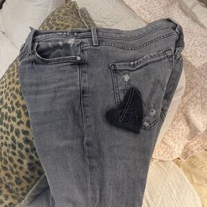 MOTHER Gray Distressed, button fly dazzler ankle. 27. Like new